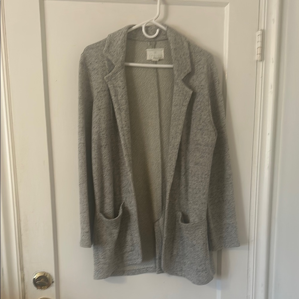 Open-Front Heather Gray Women's Cardigan with Pockets